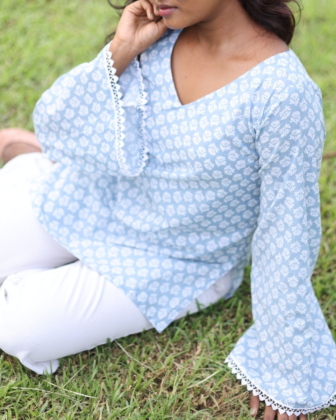 Blue Blossom Full Sleeve kurti