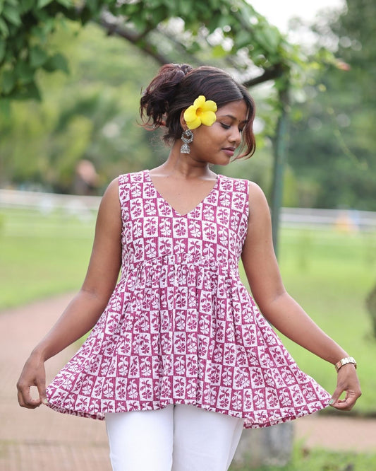 Floral Breeze Sleeveless Kurti