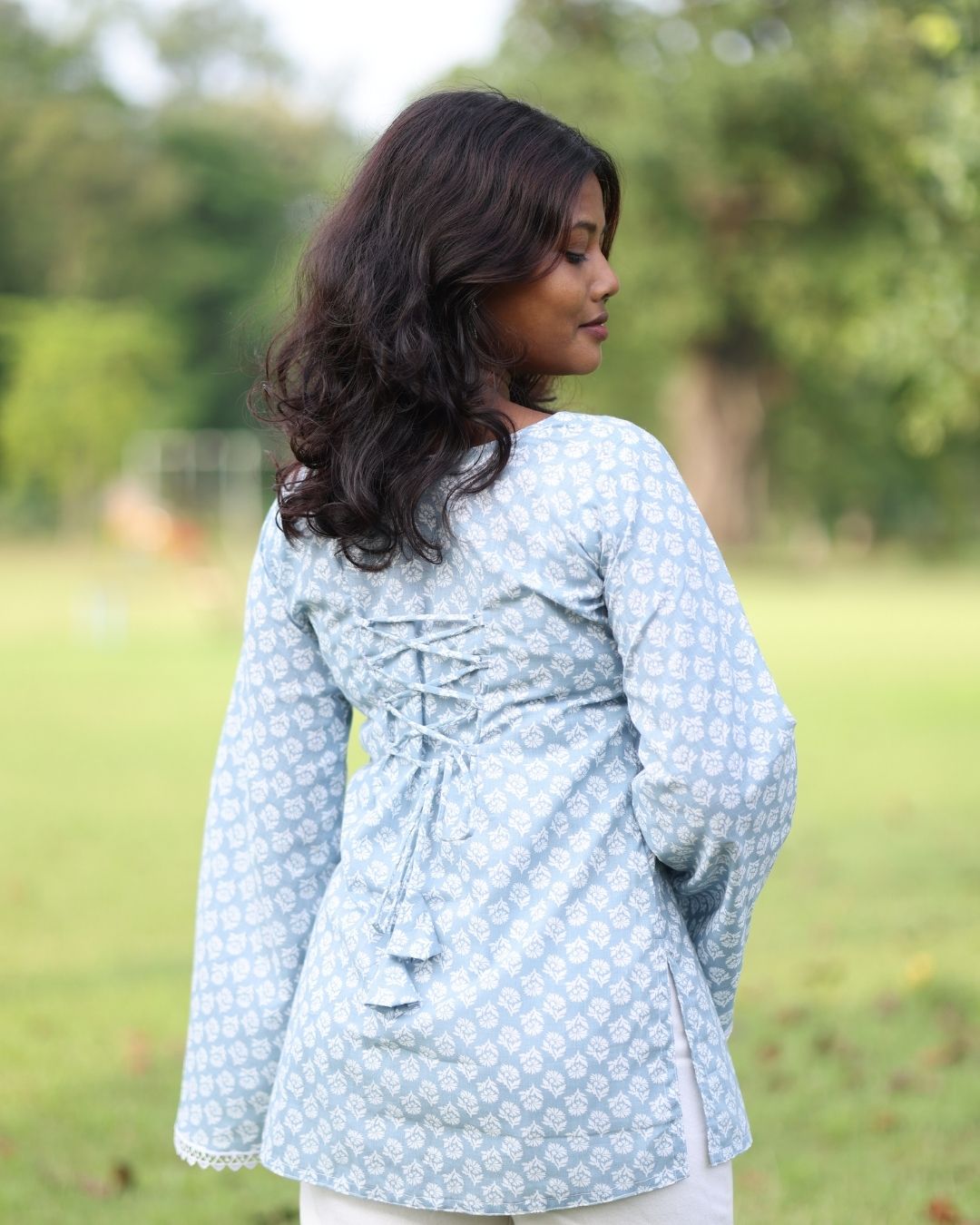 Blue Blossom Full Sleeve kurti